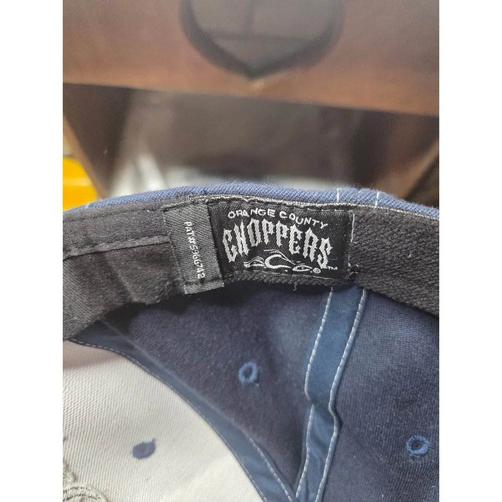 Orange County Choppers Hat Navy Grey Flame‎ Embroidered Bio-Domes Cap One Size
